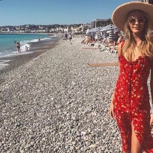 Realisation Par Juliet red floral Midi Dress